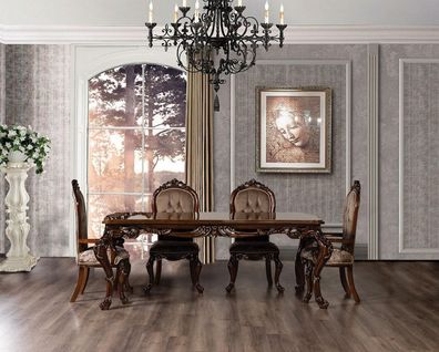 Klassisches Esszimmer Tisch mit 4 Stühlen Barock Rokoko Stil Möbel