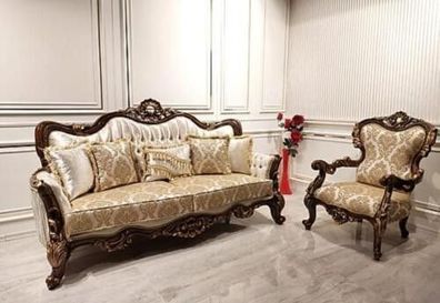 Klassische Sofagarnitur Wohnzimmer Sofa Couch Möbel einrichtung 3 + 1 Sitz