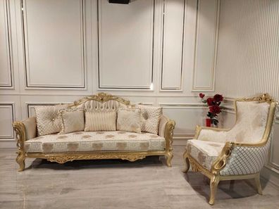 Klassische Couch Sofagarnitur Wohnzimmer Möbel einrichtung 3 + 1 Sitz Sofa
