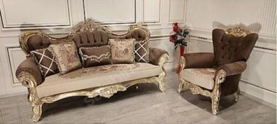 Klassische Sofagarnitur Couch Wohnzimmer Möbel einrichtung 3 + 1 Sitz Sofa