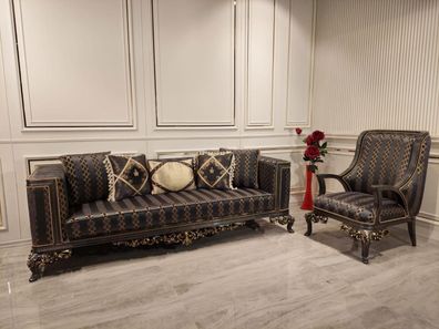 Klassische Sofagarnitur 3 + 1 Sitz Möbel Polster Garnituren Couchen Sets