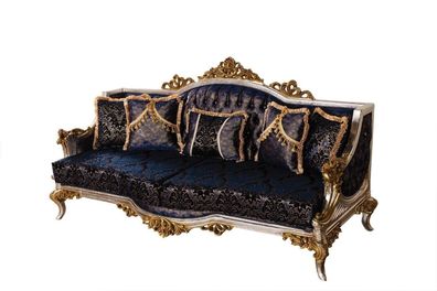 Samt Barock Dreisitzer Couch Goldener Rahmen Sofa Couchen Möbel Neu