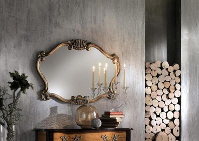 Italienische Klassischer Designer Spiegel Wandspiegel mit Bronzeblättern Barock