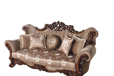 Barock Dreisitzer Chesterfield Couch Möbel Sofa Couchen Stoff Braun