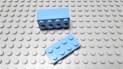 Lego 5 Platten 2x4 Mediumblau Hellblau Nummer 3020