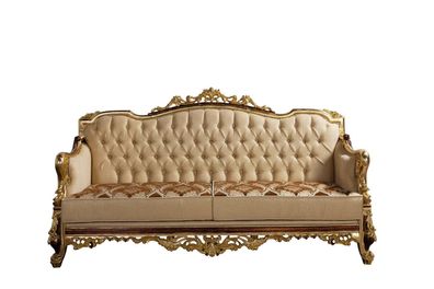 Chesterfield Couch Barock Dreisitzer Möbel Sofa Couchen Stoff Gold