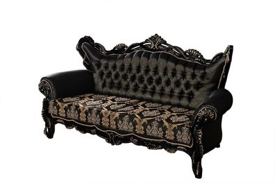Chesterfield Barock Dreisitzer Couch Couchen Stoff Gold Sofa Möbel