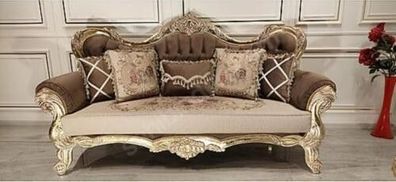Chesterfield Barock Dreisitzer Couch Sofa Couchen Stoff Gold Möbel