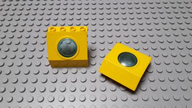 Lego 2 Panele 4x3x3 Gelb Bullauge Nummer 30080c01