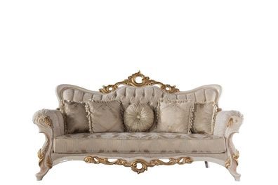 Chesterfield Barock Couch Möbel Sofa Couchen Stoff Gold Dreisitzer