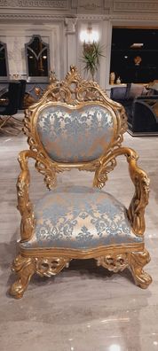 Barock Sessel Einsitzer Couch Französischer Stuhl Geschnitzten Beinen