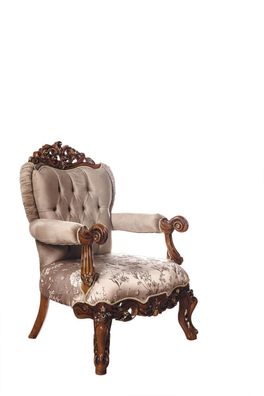 Sessel Thron Stuhl Couch Barock Stühle Möbel Einrichtung Samt Gold
