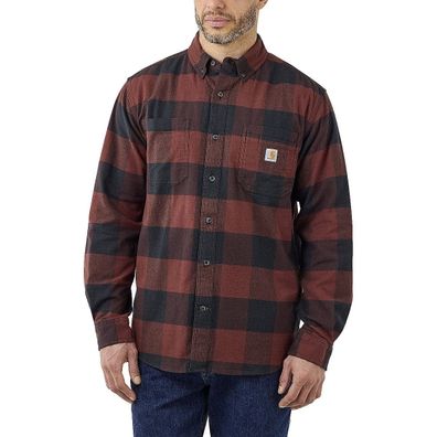 carhartt Midweight Flannel LONG-SLEEVE PLAID SHIRT - Mineral Red 104 M