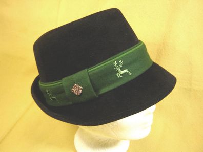 Damenhut Trachtenhut Haar Velour schwarz Filzband grün DH312