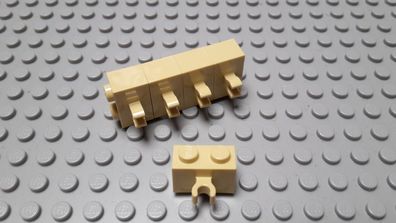 Lego 5 Steine 1x2 vertikal Clip tan beige Nummer 30237b