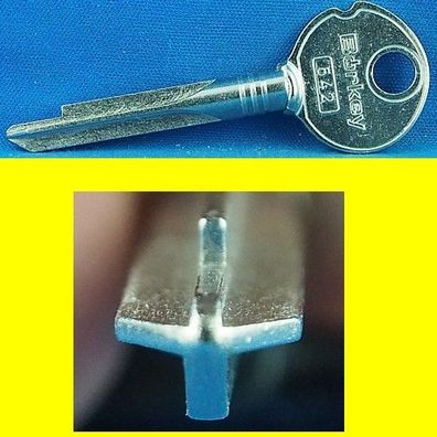 Börkey Kreuzbart - Schlüssel 542 - Rohling 70 mm lang - für Ikon / dünne Lippe oben