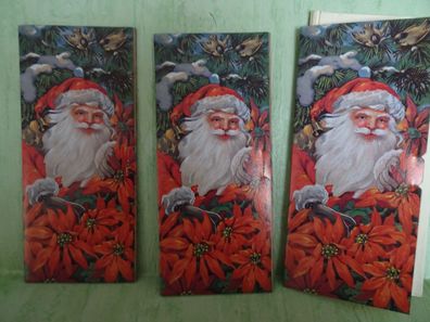 3 alte Weihnachtsgrußkarten mit Geldtasche & Kuvert Merrimack 1984