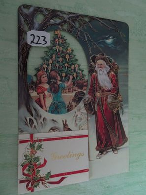 Weihnachtsmann-Papp-Grußkarte mit Geldscheinfach stabiler Karton folienverziert