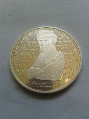 10 Mark 1997 BRD Deutschland Heinrich Hweine vz aus PP 15,5g 625er Silber