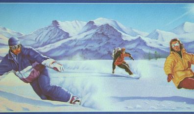 Tapetenborte Bordüre AS 9410-22 "Ski Snowboard Wintersport" 5m Borte