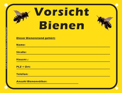 Bienenstand Schild Kennzeichnung für Bienenvölker Imker Wanderimkerei Warnschild