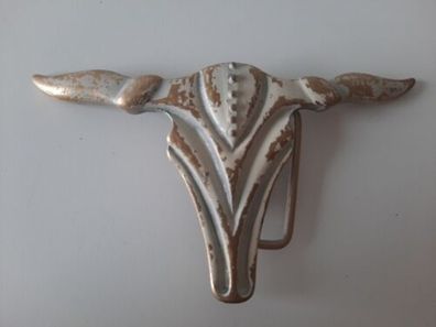 umjuBELT Gürtelschnalle Buffalo Tier creme bronze matt Schließe Wechsel 13,5x7