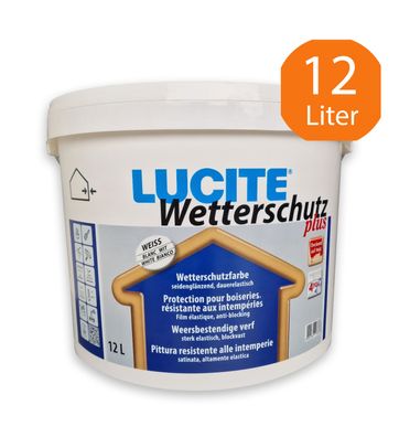 12 Liter - LUCITE Wetterschutzfarbe plus WEIß Holzschutzfarbe Wetterschutz