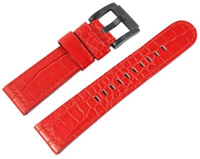 TW Steel Echtleder-Uhrenarmband - 22 mm Stegbreite - rot - schwarze Schließe