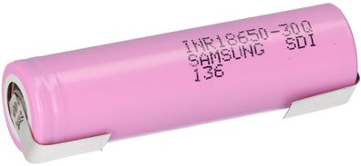 Samsung INR 18650 30Q Akku 3,7V Li-Ion 3000 mAh 15A mit U Lötfahne