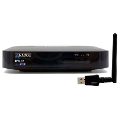 Anadol IP8 4K UHD IP-Receiver mit 600 MBit/ s WLAN Adapter (Linux E2 + Define OS,