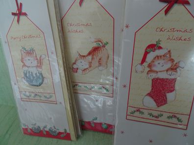 Keerstkaarten Weihnachtsgrußkarten mit Glimmer & Kuvert süße Katzen - Auswahl -