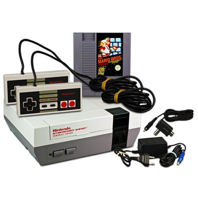 Original NES Konsole + 2 Controller + KABEL + SPIEL SUPER MARIO BROS. 1 - Nintendo ES