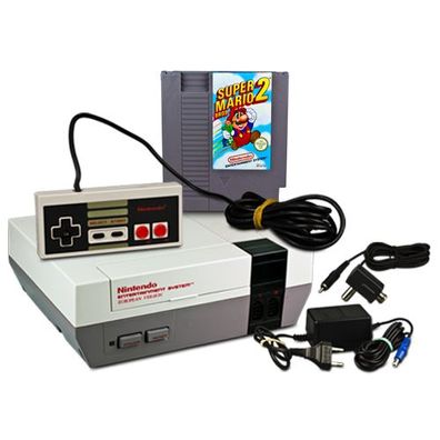NES Konsole + Controller + Kabel + Spiel Super Mario Bros. 2 - Nintendo Es