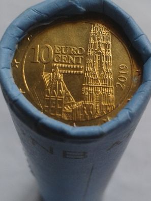 Originalrolle 40 x 10 cent 2019 Österreich Kursmünze Sichtrolle