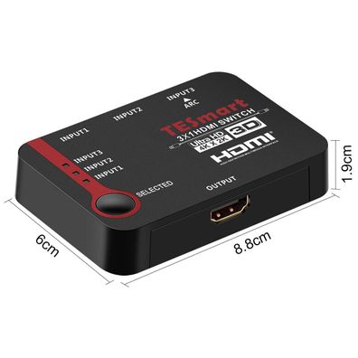 TESmart 3x1 HDMI Switch 3 In 1 Out 4K@30Hz, HDMI Switcher ARC & Automatische Ums
