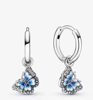 Pandora Blauer Schmetterling Ohrringe 925 Sterling-Silber
