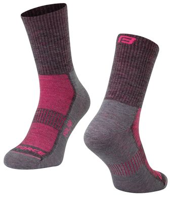 FORCE Merino Socken POLAR- Winter, Gr. L-XL/42-47, Grau-Pink