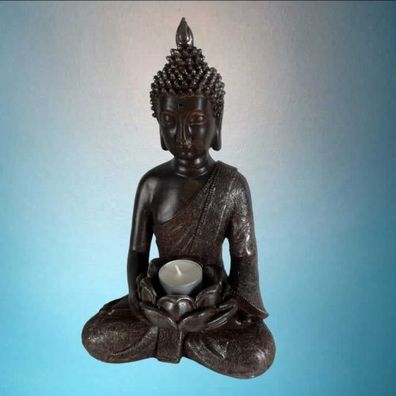 Thai Buddha Figur braun als Teelichthalter 30 cm