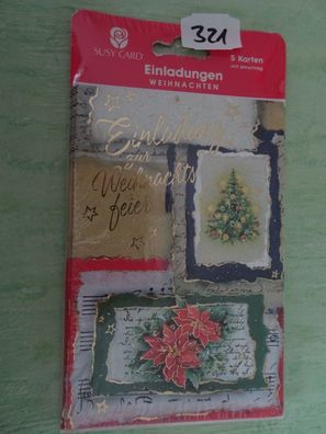 5x alte Susy Card Weihnachtskarten Einladung & Kuvert OVP