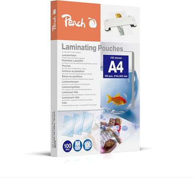 Peach Laminierfolie A4 | 100 mic | 100 Stück | Premiumqualität für beste Laminiere...