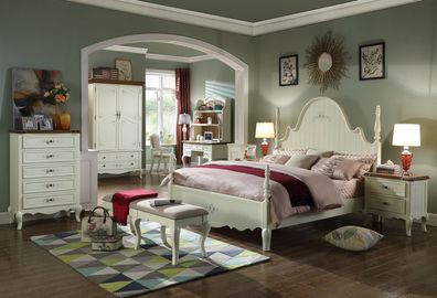 Schlafzimmer Bett 2x Nachttische Hocker Komplette Set Holz Möbel Zimmer 4tlg. Neu