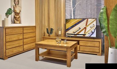 Wohnzimmer Holz Möbel Set Massive Kommode Sideboard Couchtisch rtv 3tlg. Set Neu