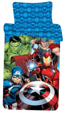 Marvel Avengers Kinder Bettwäsche mit Leuchtmotiv Hulk Thor Captain America Iron