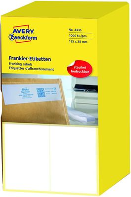 AVERY Zweckform 3435 Frankier-Etiketten (Papier matt, 1.000 Etiketten, 135 x 38 ...