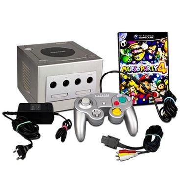 Original Nintendo Gamecube Konsole in SILBER + Original Controller + MARIO PARTY 4