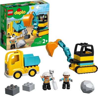 LEGO 10931 DUPLO Bagger und Laster Spielzeug mit Baufahrzeug für Kleinkinder ab 2 ...