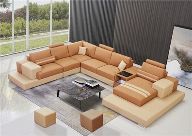 Leder Modern Couch Wohnlandschaft Ledersofa Sofagarnitur Sofa U-Form