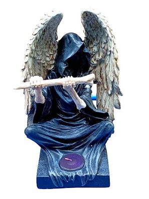 Sensenmann schwarzer Engel Totenkopf Gothic Reaper Dämon Teelicht Knochen
