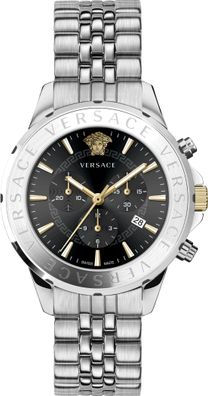 Versace VEV600419 Signature Chronograph schwarz silber Edelstahl Herren Uhr NEU