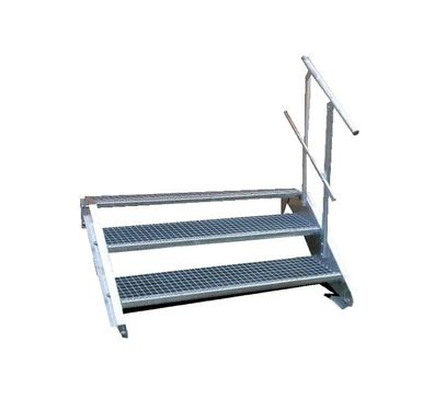 3 Stufen Stahltreppe einseitig. Geländer Breite 140cm Geschosshöhe 40-60cm